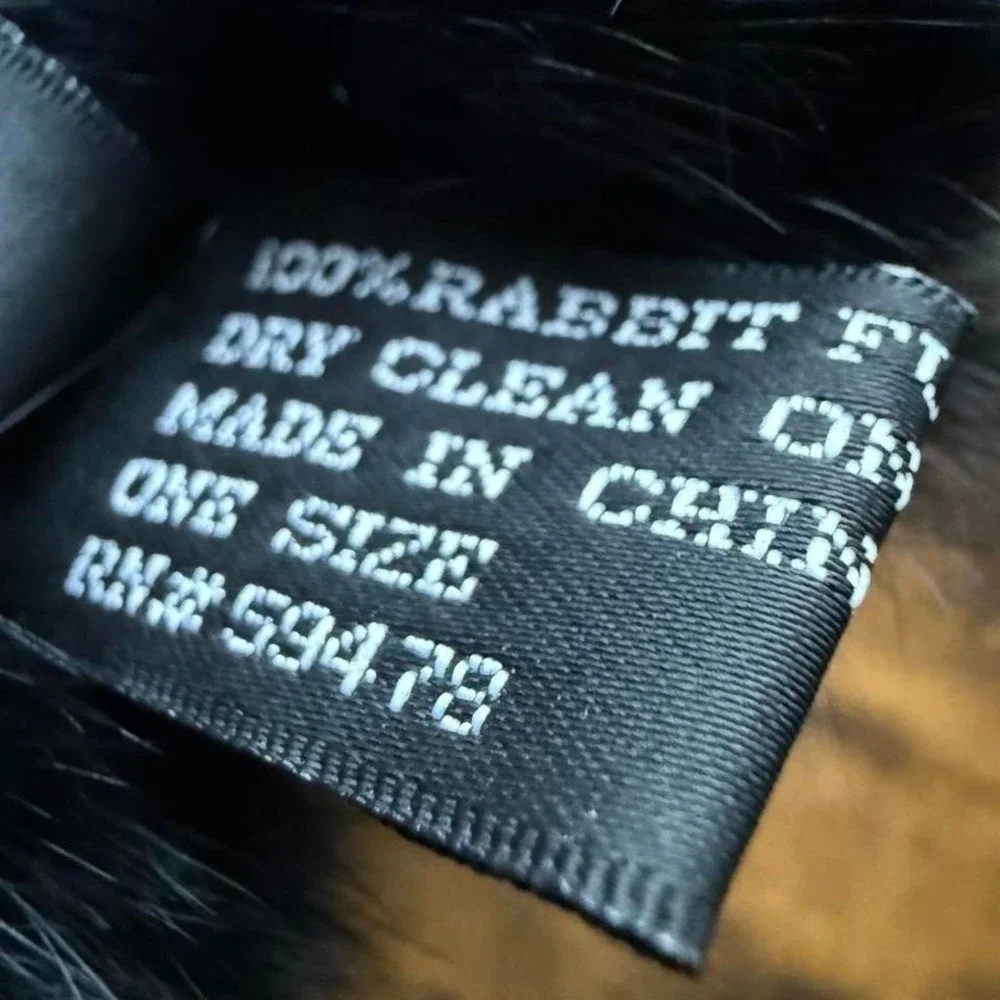 Carole Little Black Rabbit Fur Pom Pom Scarf 52